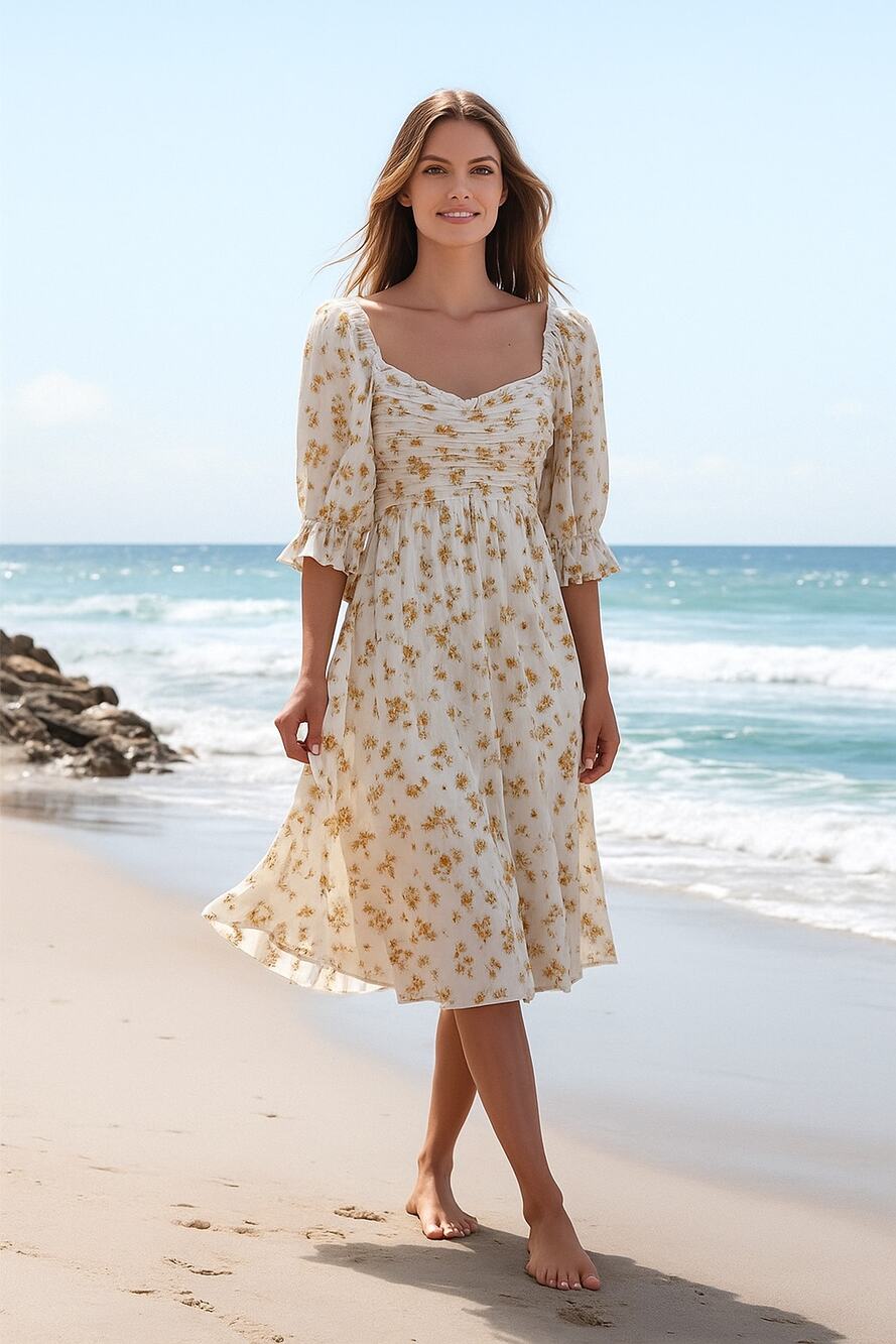 Auguste The Label White Floral Cotton Midi Dress Size Small
